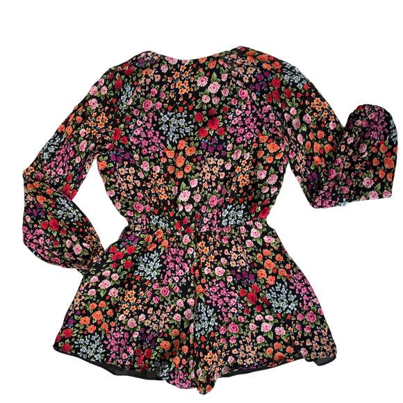 Yumi Kim Floral Print Romper Women's Large Long Balloon Sleeves Flowy Romantic - Picture 9 of 16